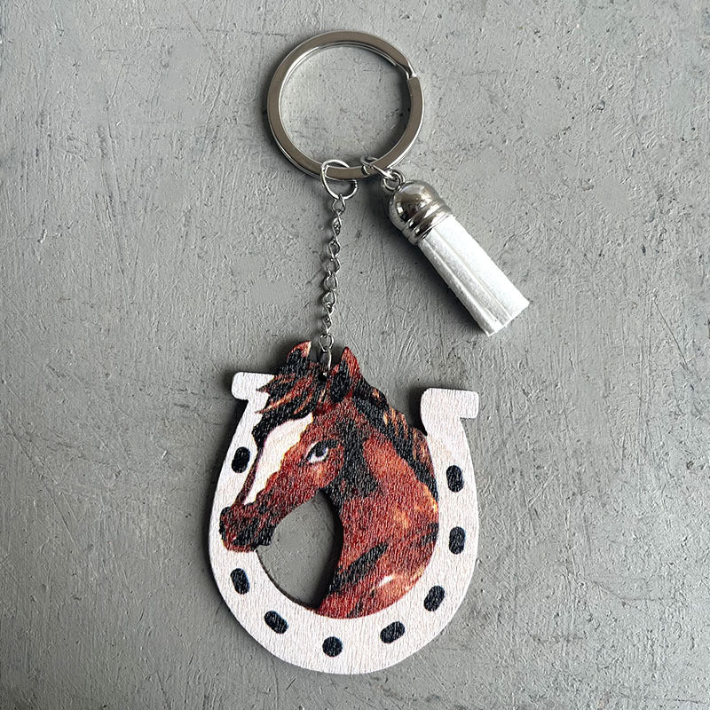 Wholesale Western Style Wood Tassel Keychain